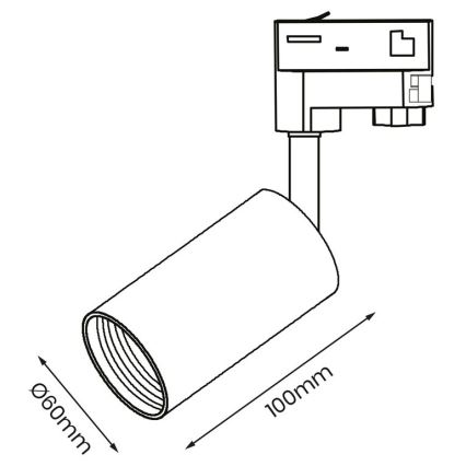 Spotlampe til 3-faset skinnesystem PIPE 1xGU10/25W/230V hvid