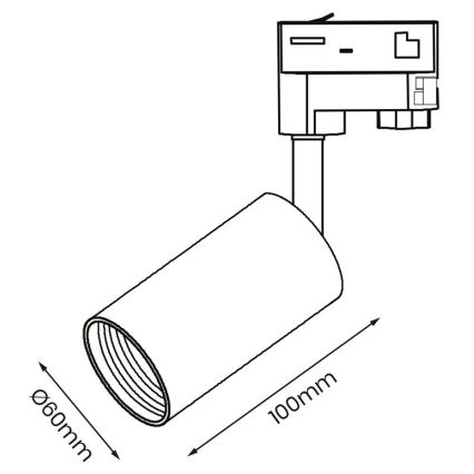 Spotlampe til 3-faset skinnesystem PIPE 1xGU10/25W/230V sort