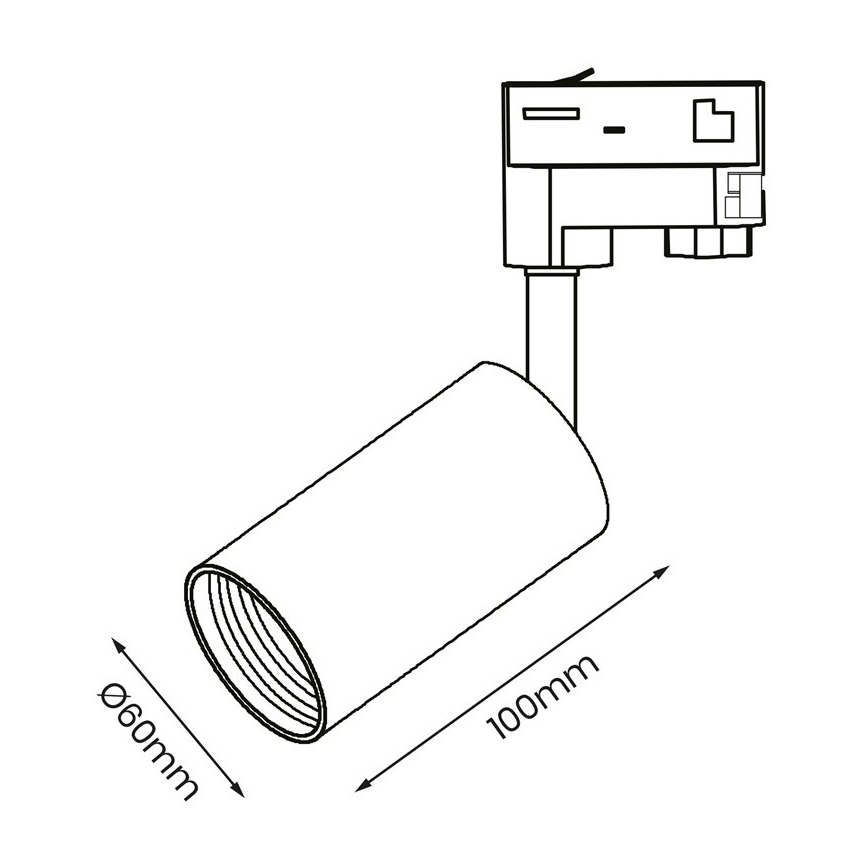 Spotlampe til 3-faset skinnesystem PIPE 1xGU10/25W/230V sort