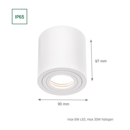 Spotlampe til badeværelse CHLOE 1xGU10/30W/230V IP65 rund hvid