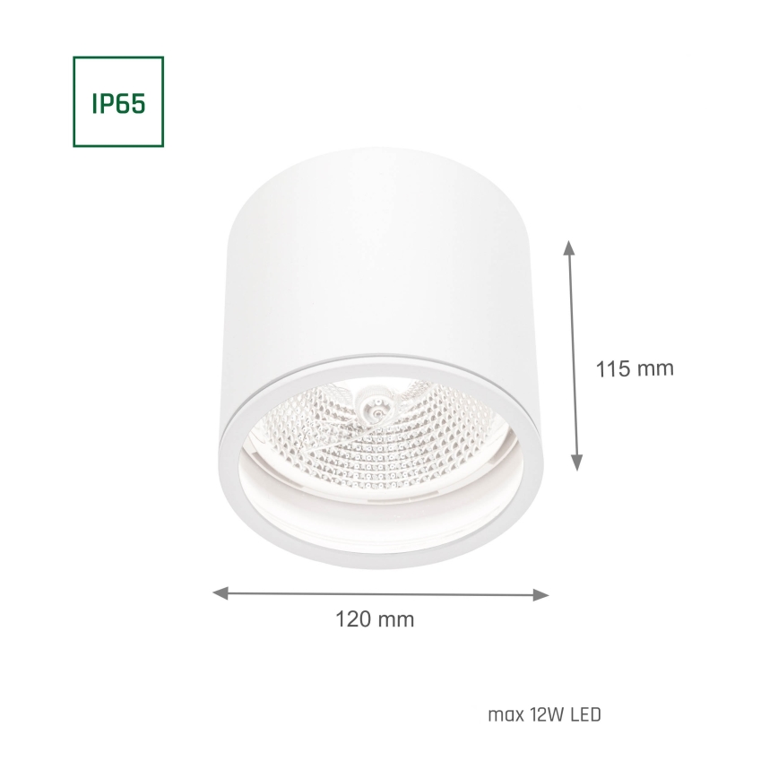 Spotlampe til badeværelse CHLOE AR111 1xGU10/12W/230V IP65 rund hvid