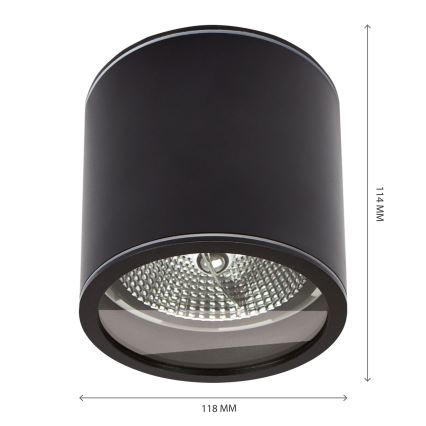 Spotlampe til badeværelse CHLOE AR111 1xGU10/15W/230V IP44 rund sort