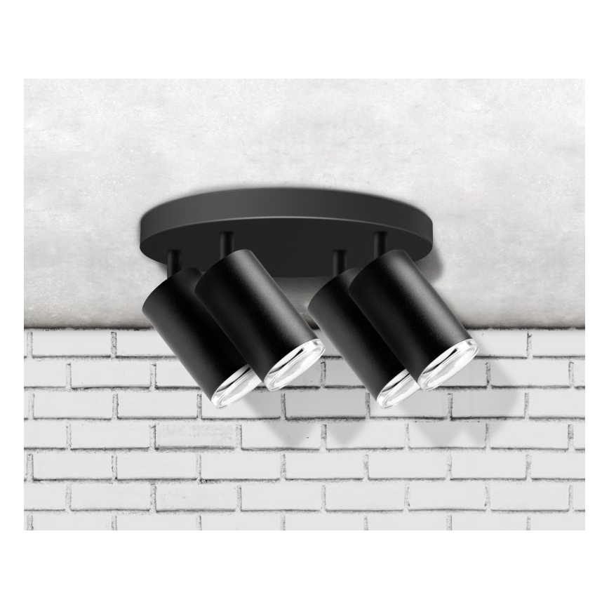 Spotlampe til badeværelse TURYN 4xGU10/10W/230V IP44 sort