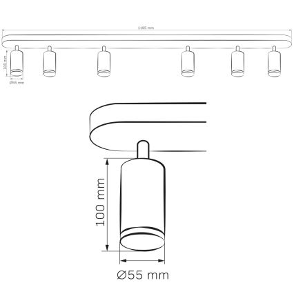 Spotlampe til badeværelse TURYN 6xGU10/10W/230V IP44 hvid