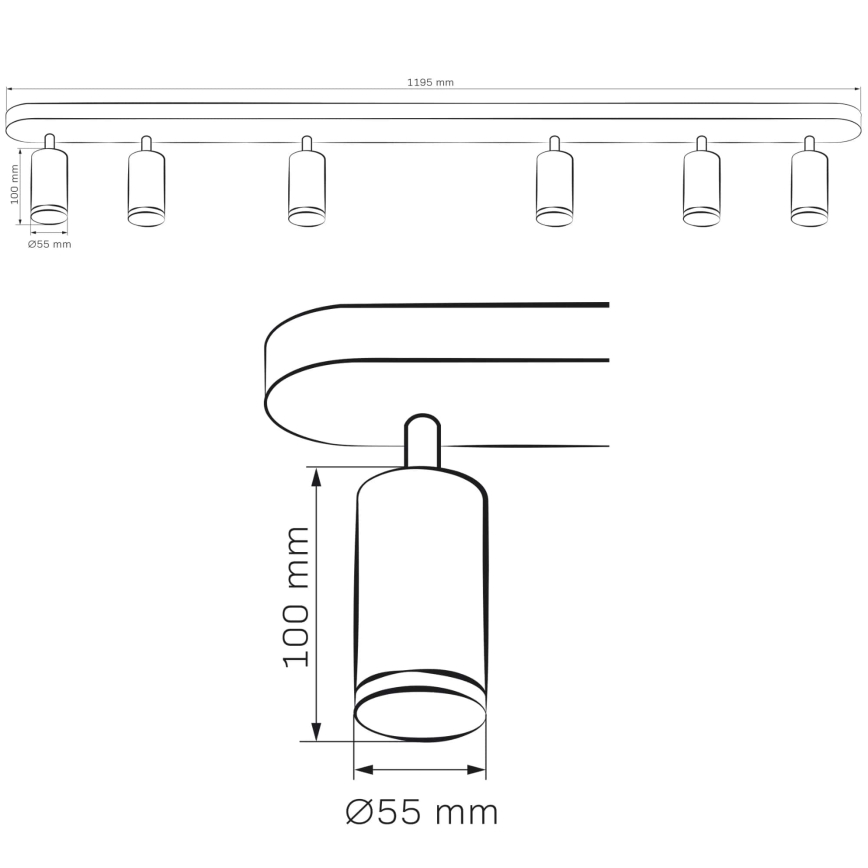 Spotlampe til badeværelse TURYN 6xGU10/10W/230V IP44 sort