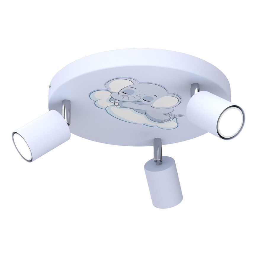 Spotlampe til børn FUN 3xGU10/8W/230V blå/elefant