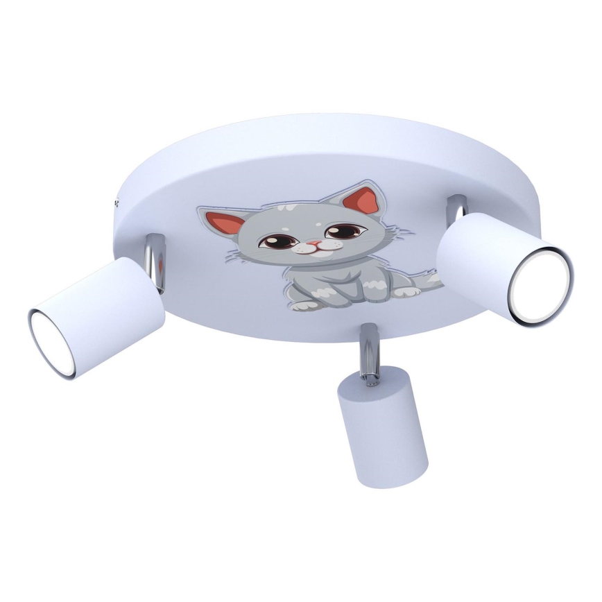 Spotlampe til børn FUN 3xGU10/8W/230V blå/kat