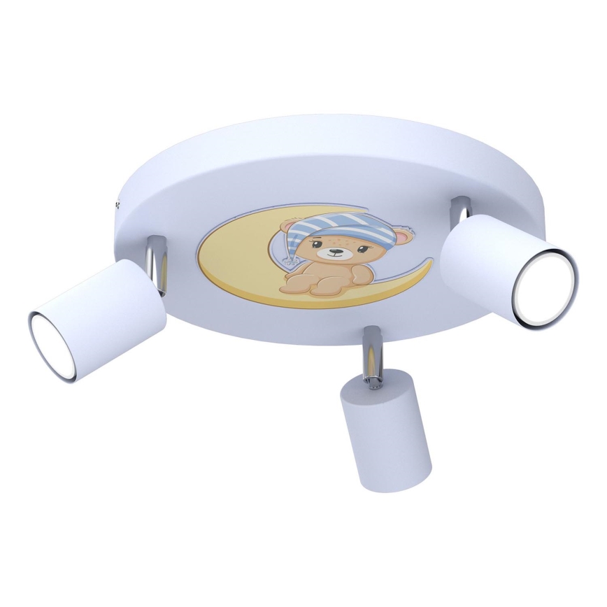 Spotlampe til børn FUN 3xGU10/8W/230V blå/lille bjørn