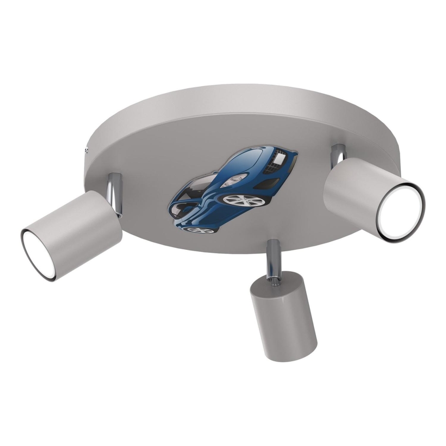 Spotlampe til børn FUN 3xGU10/8W/230V grå/bil