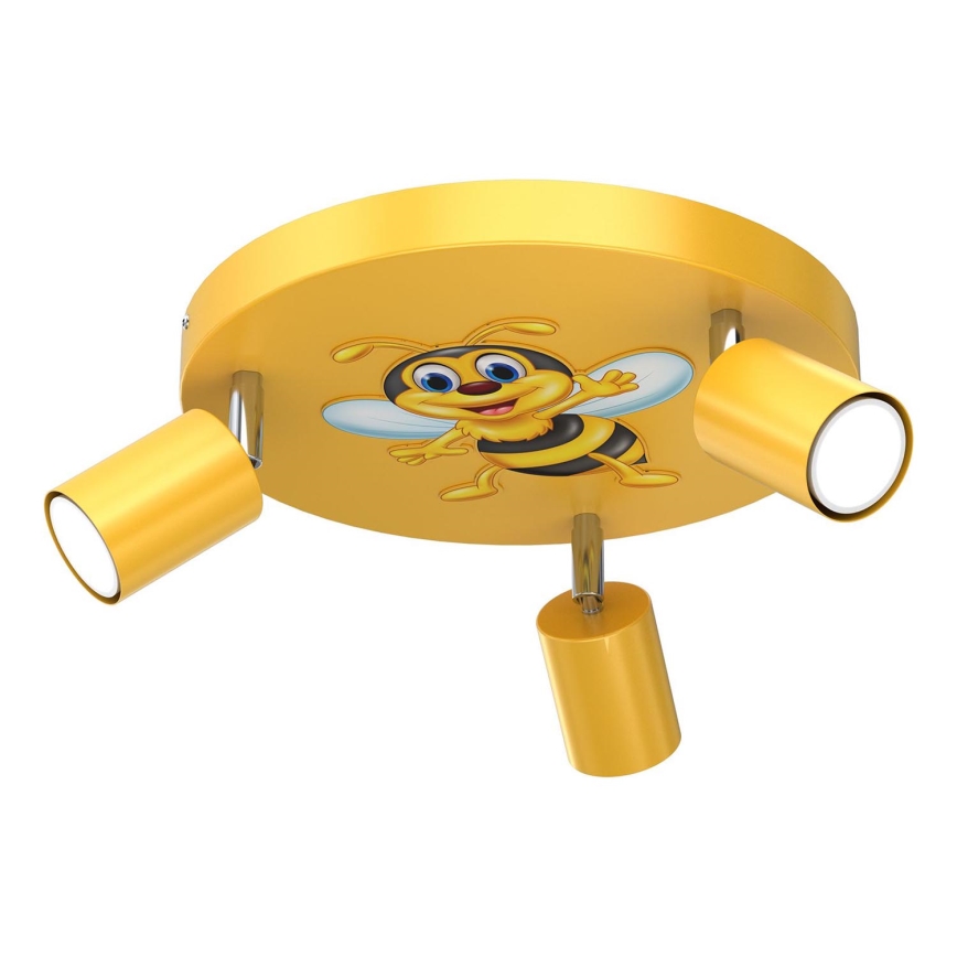 Spotlampe til børn FUN 3xGU10/8W/230V gul/bi