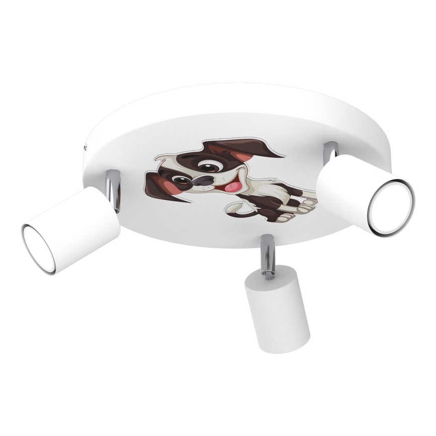 Spotlampe til børn FUN 3xGU10/8W/230V hvid/hund
