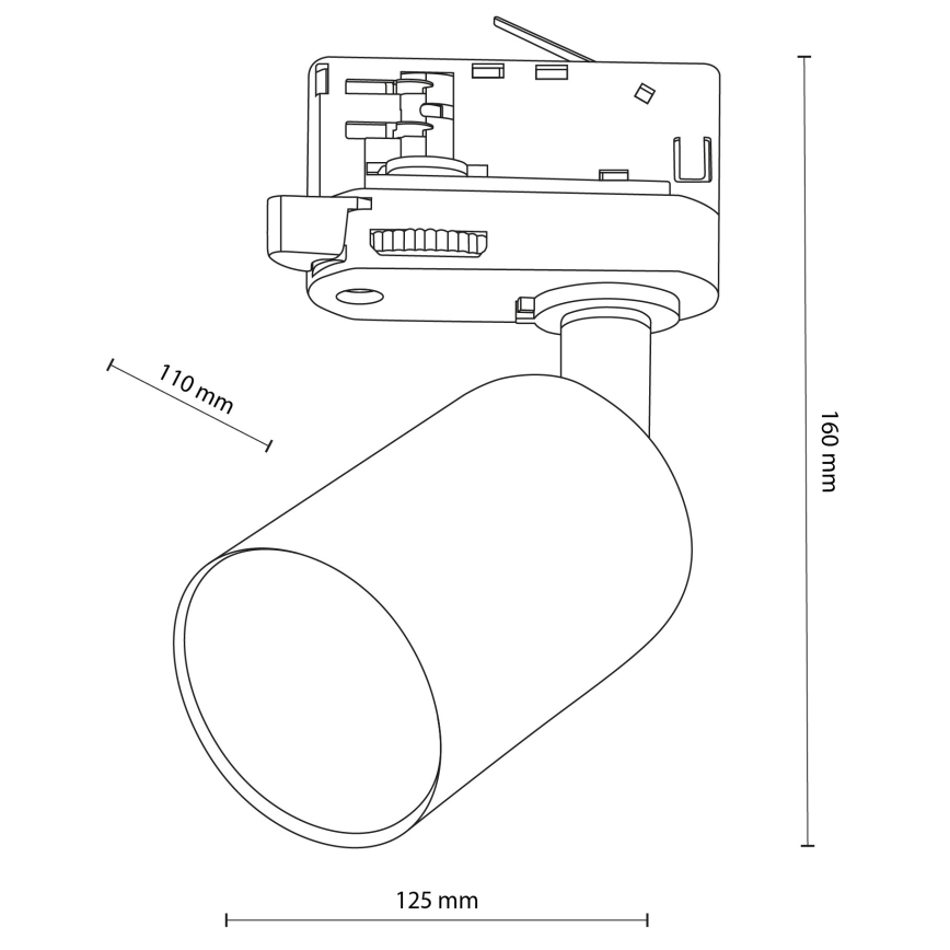 Spotlampe til skinnesystem 3-faset TOP 1xGU10/10W/230V sort