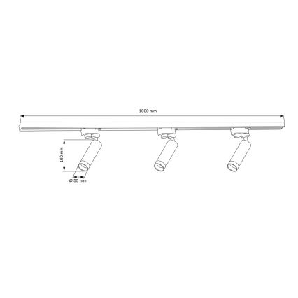 Spotlampe til skinnesystem FADO 3xGU10/10W/230V + 1 m skinnesystem hvid