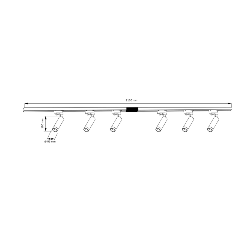 Spotlampe til skinnesystem FADO 6xGU10/10W/230V + 2x1 m skinnesystem sort