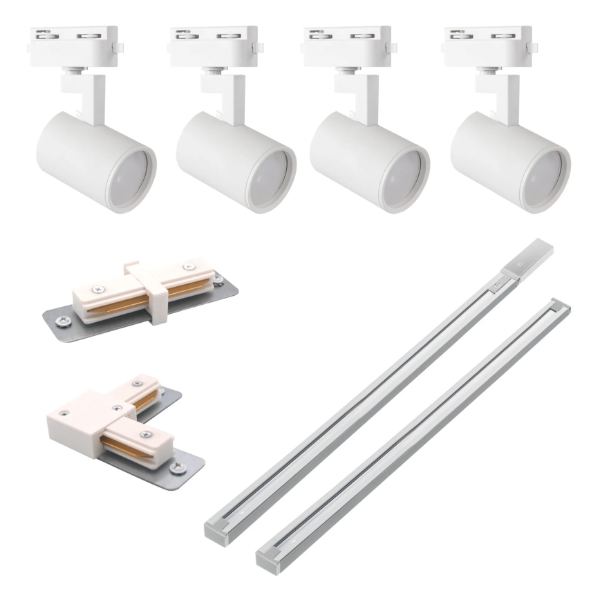 Spotlampe til skinnesystem LYNX 4xGU10/10W/230V + 2 x 75 cm skinnesystem hvid