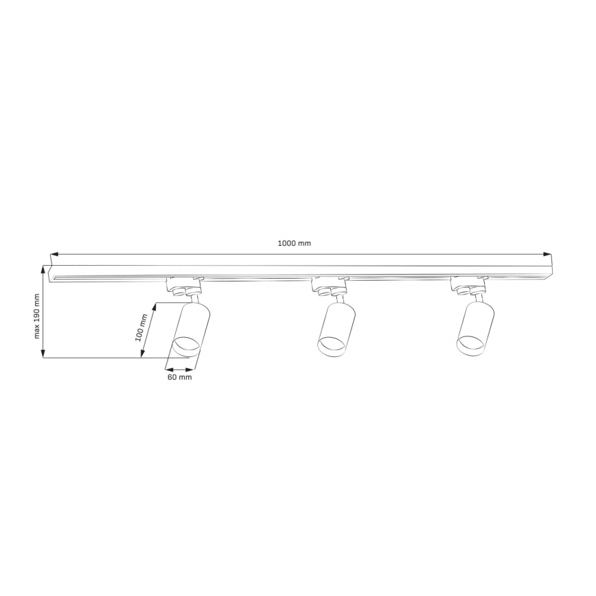 Spotlampe til skinnesystem MARIBEL 3xGU10/10W/230V +1 m skinnesystem guldfarvet