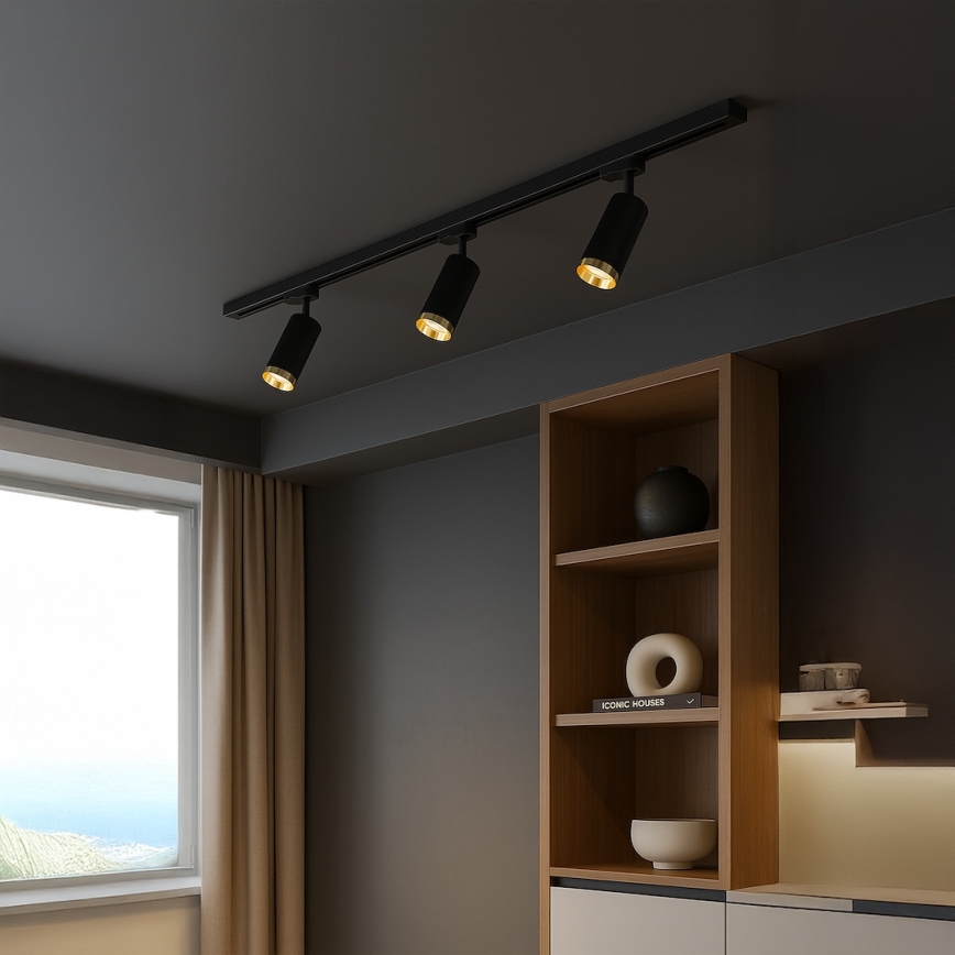 Spotlampe til skinnesystem MICA 3xGU10/10W/230V sort/guld