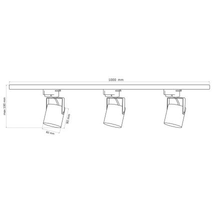 Spotlampe til skinnesystem MINOR 3xGU10/10W/230V + 1 m skinne system hvid