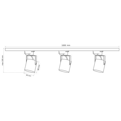 Spotlampe til skinnesystem MINOR 3xGU10/10W/230V + 1 m skinne system hvid