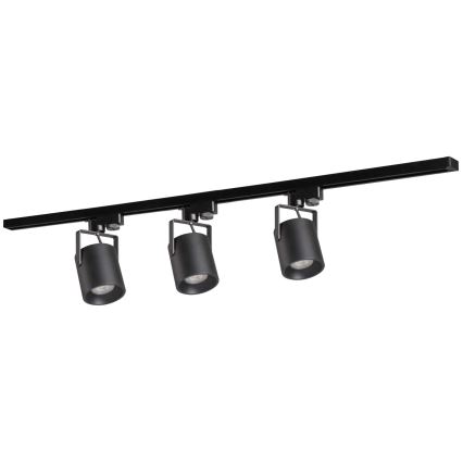 Spotlampe til skinnesystem MINOR 3xGU10/10W/230V + 1 m skinne system sort
