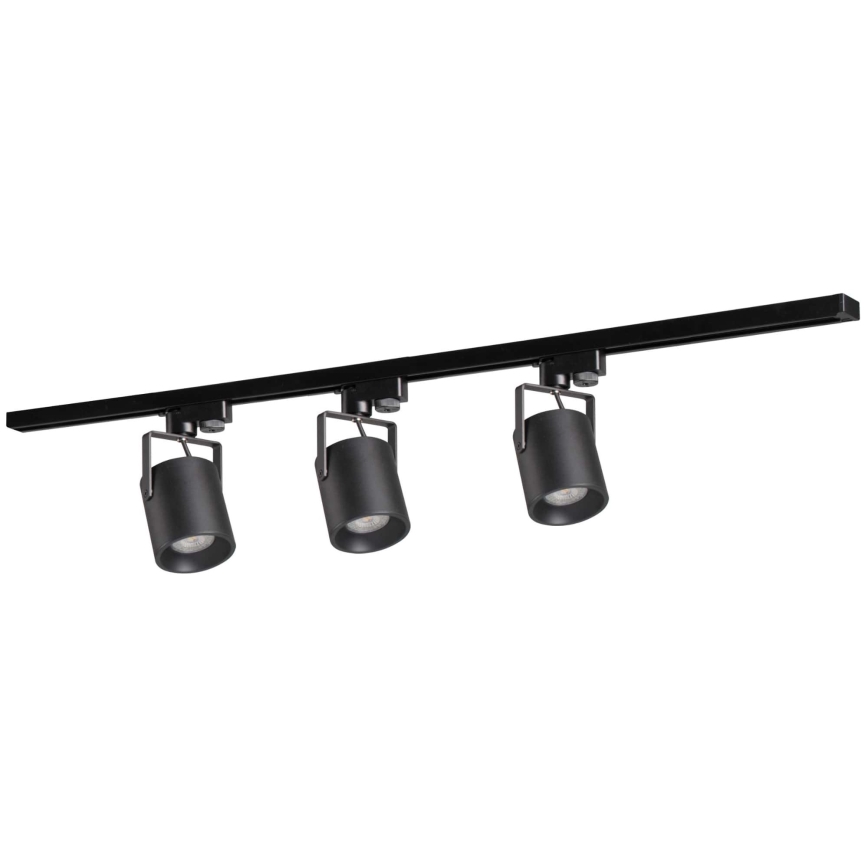 Spotlampe til skinnesystem MINOR 3xGU10/10W/230V + 1 m skinne system sort