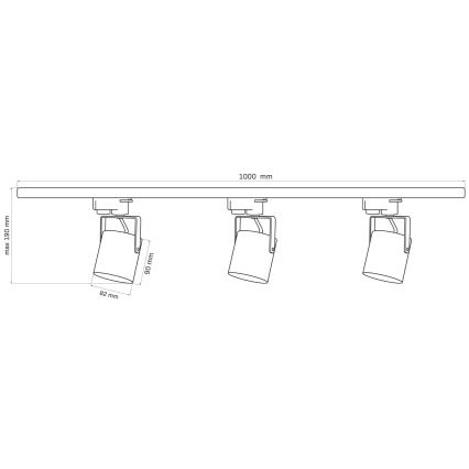 Spotlampe til skinnesystem MINOR 3xGU10/10W/230V + 1 m skinne system sort