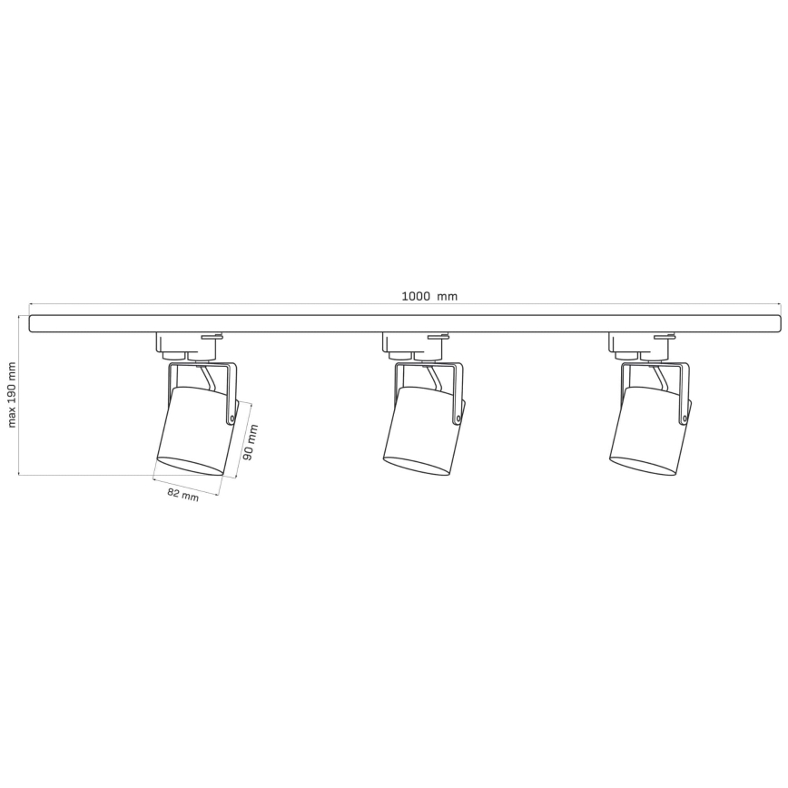 Spotlampe til skinnesystem MINOR 3xGU10/10W/230V + 1 m skinne system sort