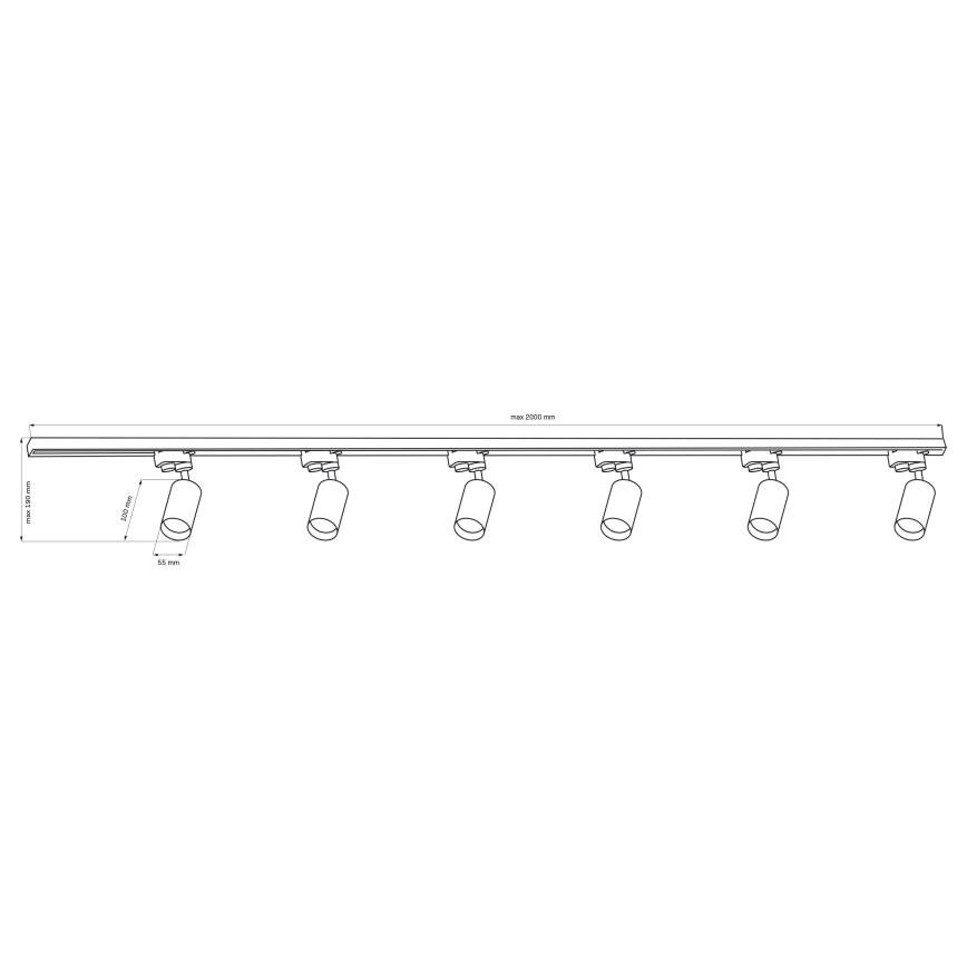 Spotlampe til skinnesystem PARIS 6xGU10/10W/230V + 2x1 m skinne system hvid