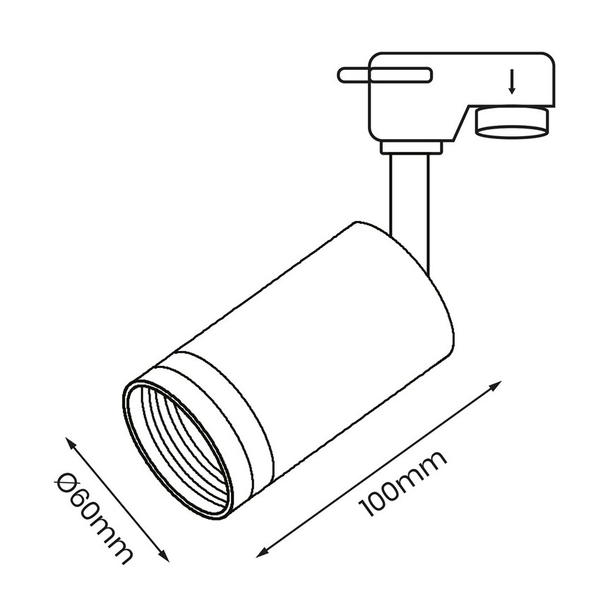 Spotlampe til skinnesystem PIPE 1xGU10/25W/230V sort