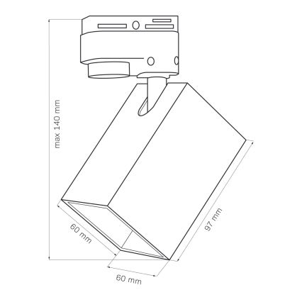 Spotlampe til skinnesystem SQUARE 1xGU10/10W/230V sort