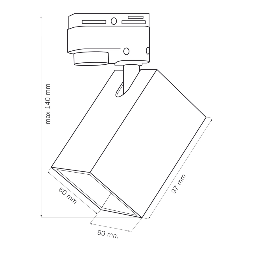 Spotlampe til skinnesystem SQUARE 1xGU10/10W/230V sort
