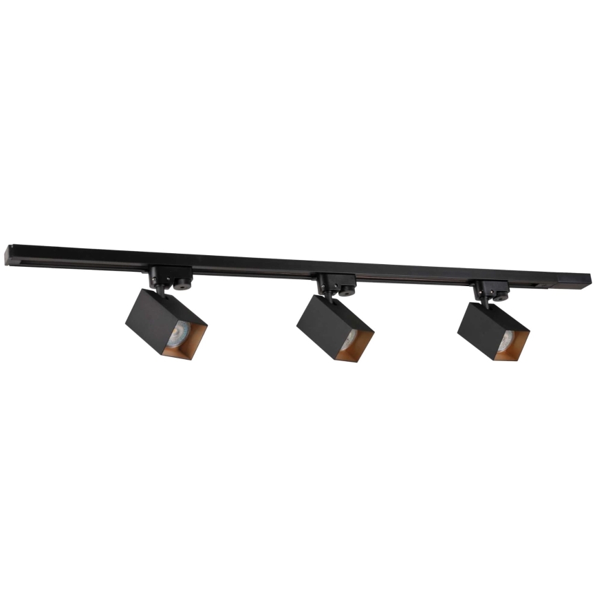 Spotlampe til skinnesystem SQUARE 3xGU10/10W/230V + 1 m skinne system sort