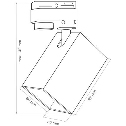 Spotlampe til skinnesystem SQUARE 3xGU10/10W/230V + 1 m skinne system sort