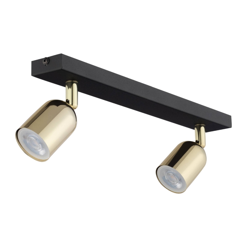 Spotlampe TOP 2xGU10/10W/230V sort/guldfarvet