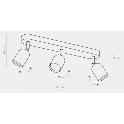 Spotlampe TOP 3xGU10/10W/230V guld/sort