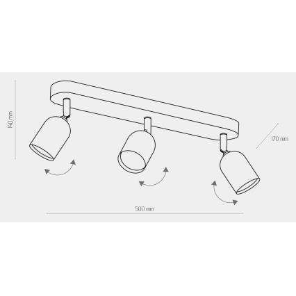 Spotlampe TOP 3xGU10/10W/230V sort