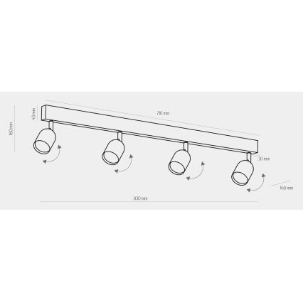 Spotlampe TOP 4xGU10/10W/230V hvid