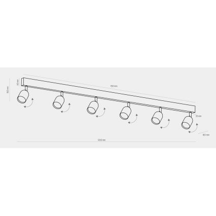 Spotlampe TOP 6xGU10/10W/230V sort