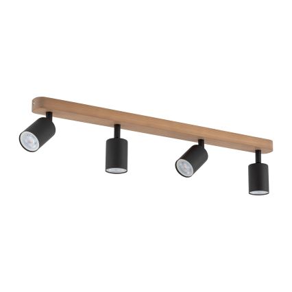 Spotlampe TOP WOOD 4xGU10/10W/230V sort/træ