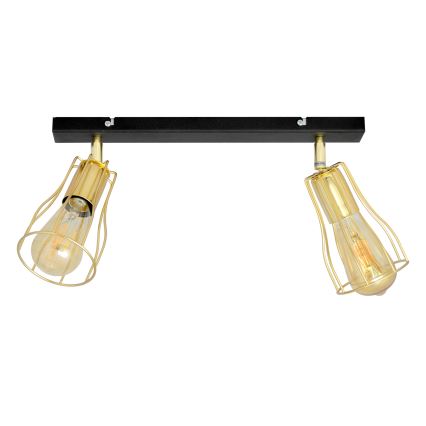 Spotlampe TUBE 2xE27/15W/230V guldfarvet/sort