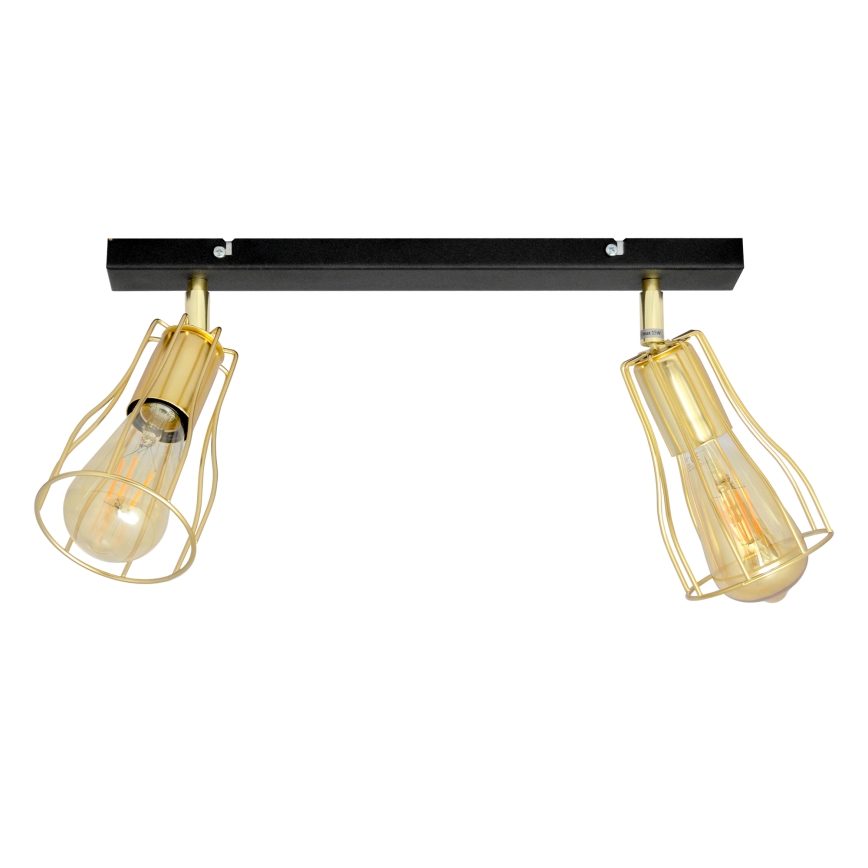Spotlampe TUBE 2xE27/15W/230V guldfarvet/sort