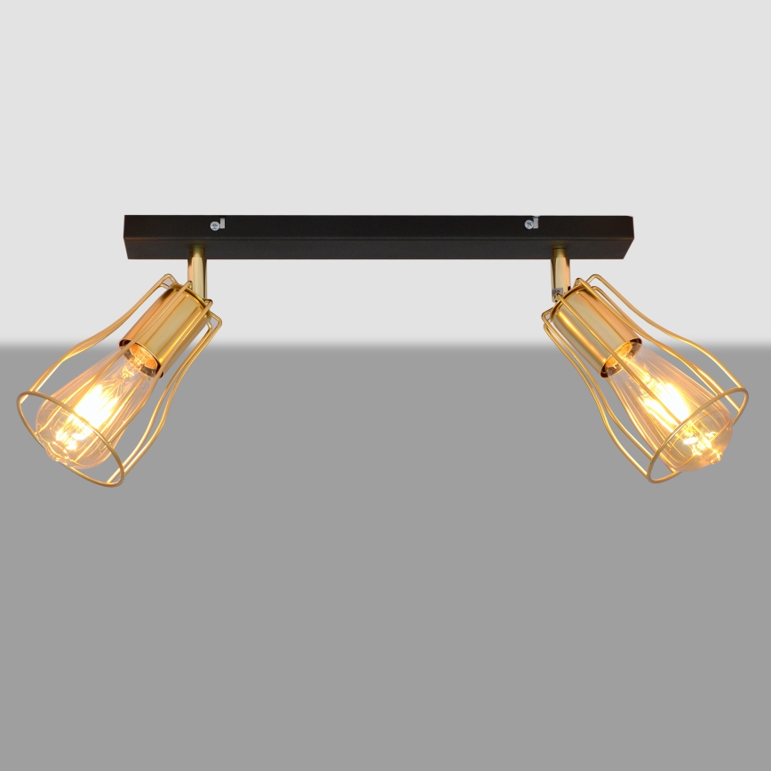 Spotlampe TUBE 2xE27/15W/230V guldfarvet/sort