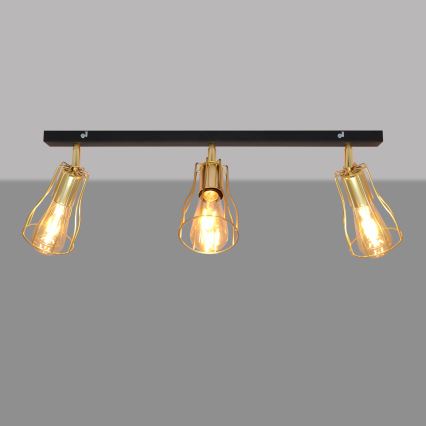 Spotlampe TUBE 3xE27/15W/230V guldfarvet/sort