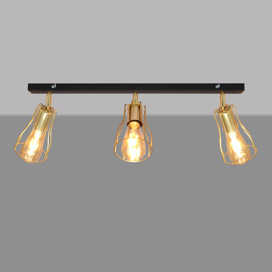 Spotlampe TUBE 3xE27/15W/230V guldfarvet/sort