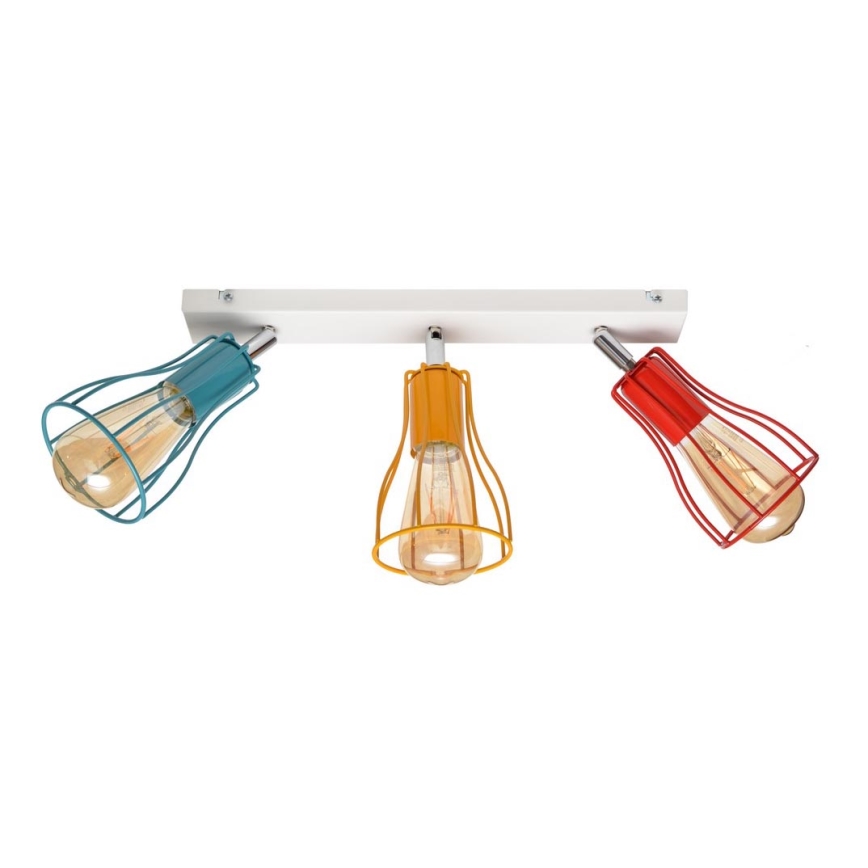 Spotlampe TUBE II 3xE27/15W/230V turkis/orange/rød