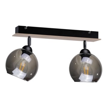 Spotlampe UNO WOOD 2xE27/60W/230V sort/brun