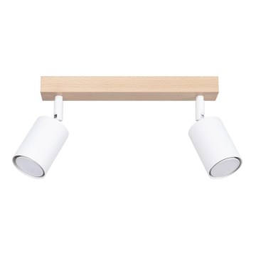 Spotlampe VERDO 2xGU10/10W/230V hvid/bøg