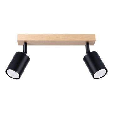 Spotlampe VERDO 2xGU10/10W/230V sort/bøg