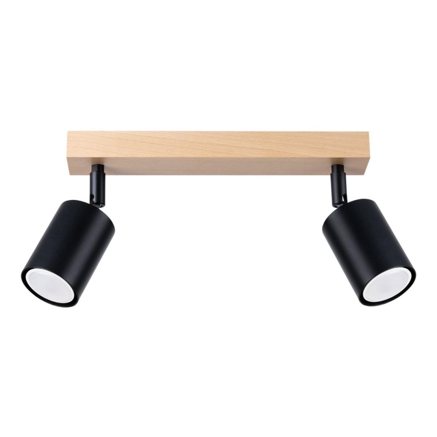 Spotlampe VERDO 2xGU10/10W/230V sort/bøg