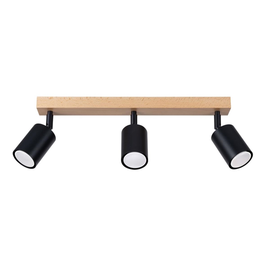 Spotlampe VERDO 3xGU10/10W/230V sort/bøg